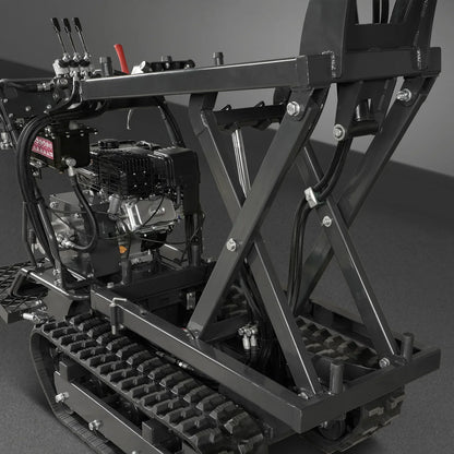 1100lbs Capacity E-Start 10HP 302cc Gas Engine Tracked Dumper Hydraulic Tipping and Lifting with Front Shovel , D50HTFL