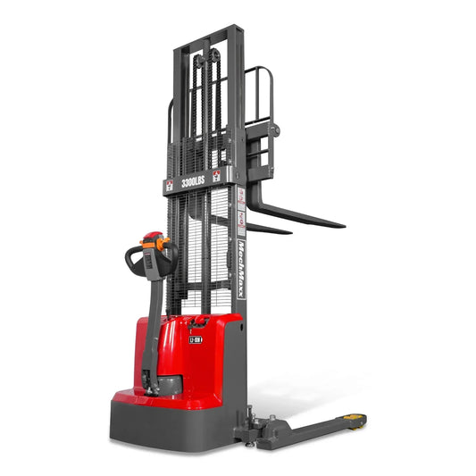 3300lbs Lithium-ion Electric Straddle Stacker, 98" Lift, Adjustable Legs & Forks, F33-98S