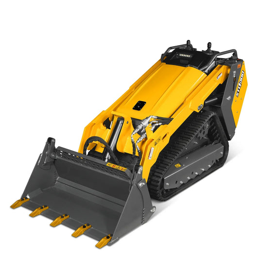 Mini Skid Steer Stand On Compact Track Loader ( 4 in 1 bucket included ) with 25HP KUBOTA D1105 Diesel Engine, Common Industry Interface (CII), CROBA  STL1000