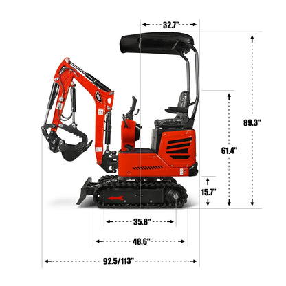 Mini Compact Excavator HONDA GX390 Engine, 65.7” Max. Digging Depth, 2280 LBS Operating Weight, MEC10